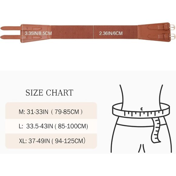 Women’s Elastic Leather Belt Wide Waist Dress Jean Fashion Accessory - Picture 4 of 6